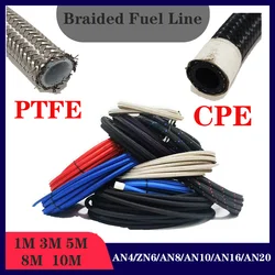 AN4 AN6 AN8 AN10 AN12 AN16 AN20 CPE PTFE Racing Stainless Steel Braided Nylon Braided Fuel Hose Oil Gas Cooler Hose Line Pipe