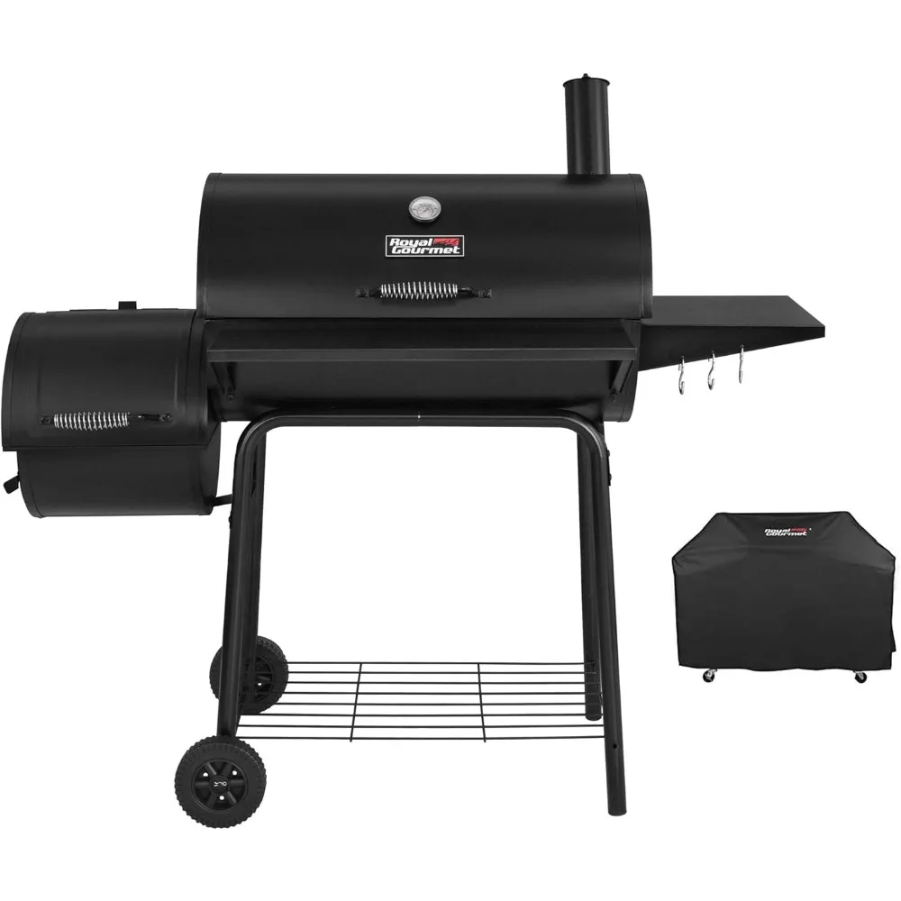 CC1830SC Charcoal Grill Offset Smoker with Cover, 811 Square Inches, Black, Outdoor Camping