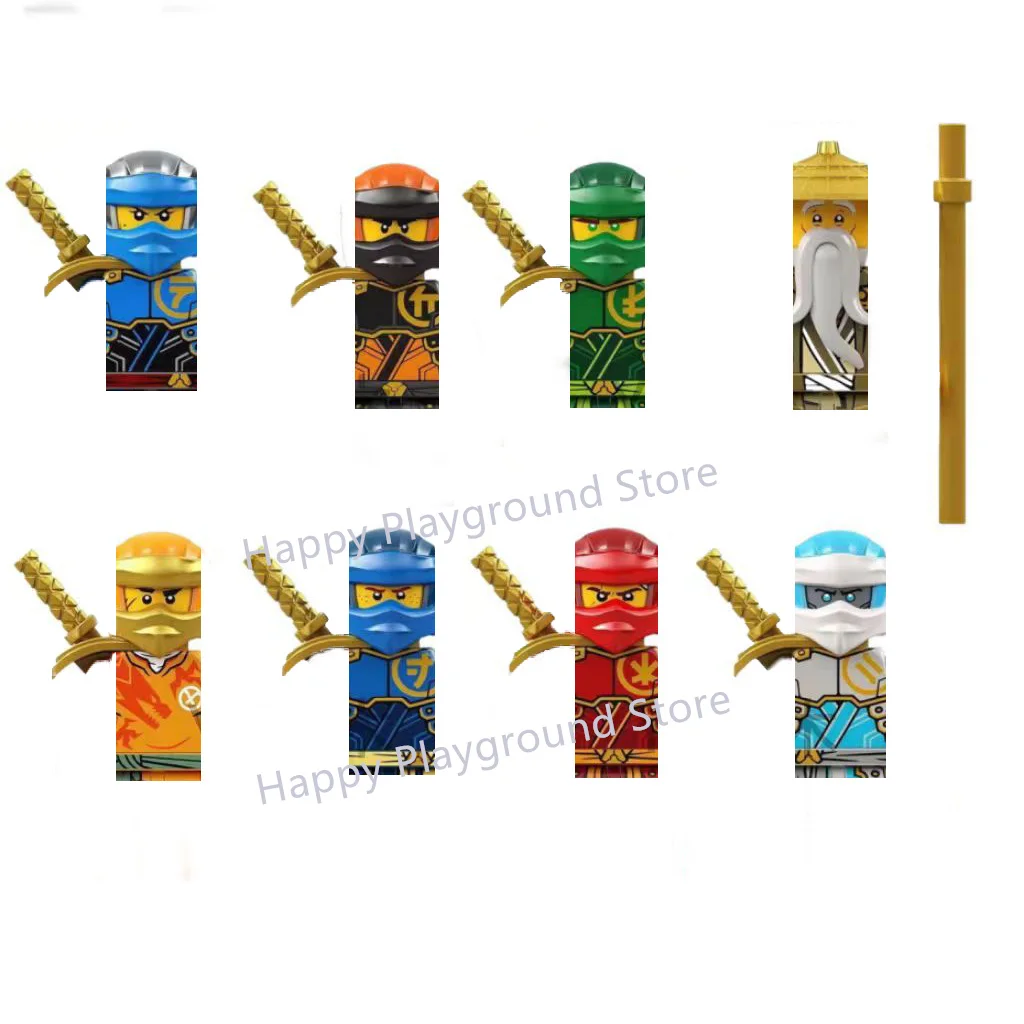 YZ117-124 Master Anime Ninja Jay Cole Kai Yang Cartoon TV Dolls Ninjago Toy Figura Building Blocks Kids Assemble Model Gifts