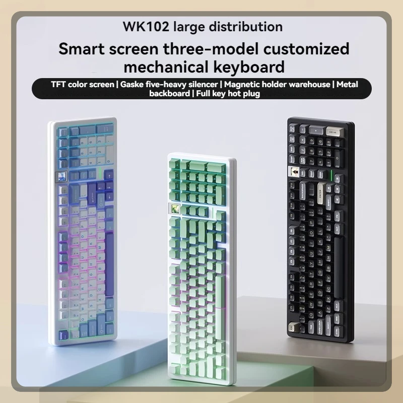

Weikav Wk102 Mechanical Keyboard With Screen Wireless 3 Mode Custom Hot Swap E-sports Rgb Gamer Keyboard For Pc Accessory Gift