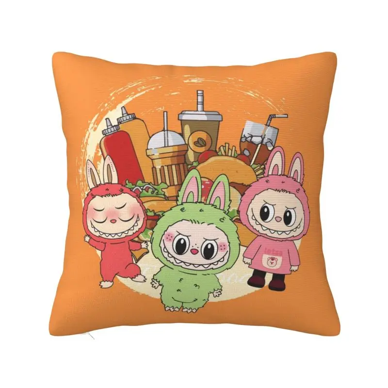 Custom Funny Anime Labubues Cushion Cover Decoration 3D Printing Throw Pillow Case for Living Room Two Side