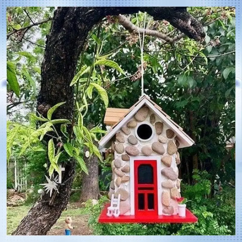 

AD- Bird House Outdoor Bird House Resin Hummingbird Stone Bird House Pendant