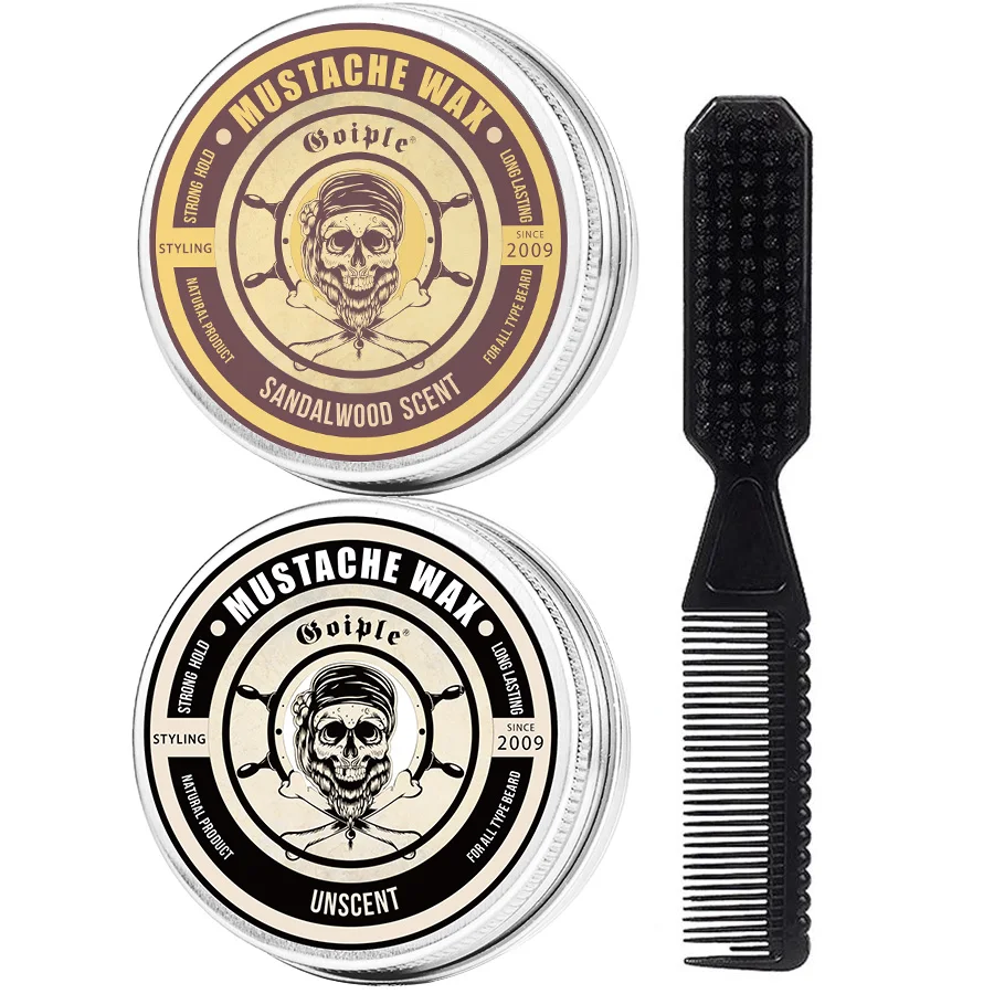 GOIPLE Beard Butter 3pcs/set Facial Hairs Softening and Styling Products Men Beards Treatment Balm Mustaches Wax with Brush Kit