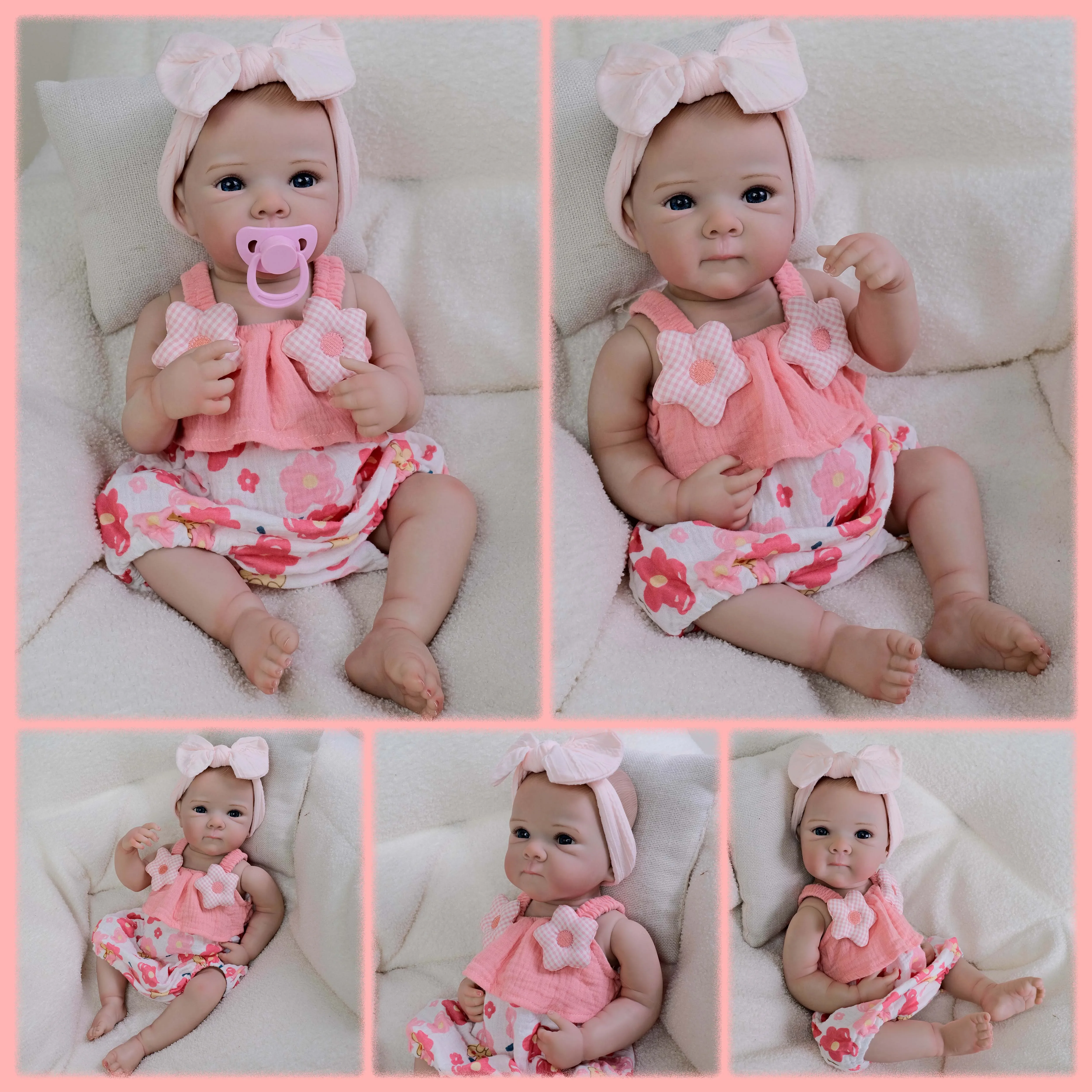 Lalka Reborn Bettie/Juliette/Loulou, całe ciało malowane winylem, włosy, 19 cali, realistyczny niemowlak, wielowarstwowa malowidło skóry, widoczne żyły.