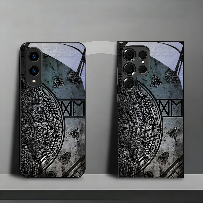 Retro Slate Texture Black Phone Case For Samsung Galaxy S26 Ultra S25 Edge S24 FE S23 Plus S22 S21 S20 S22 24 Glass Back Cover