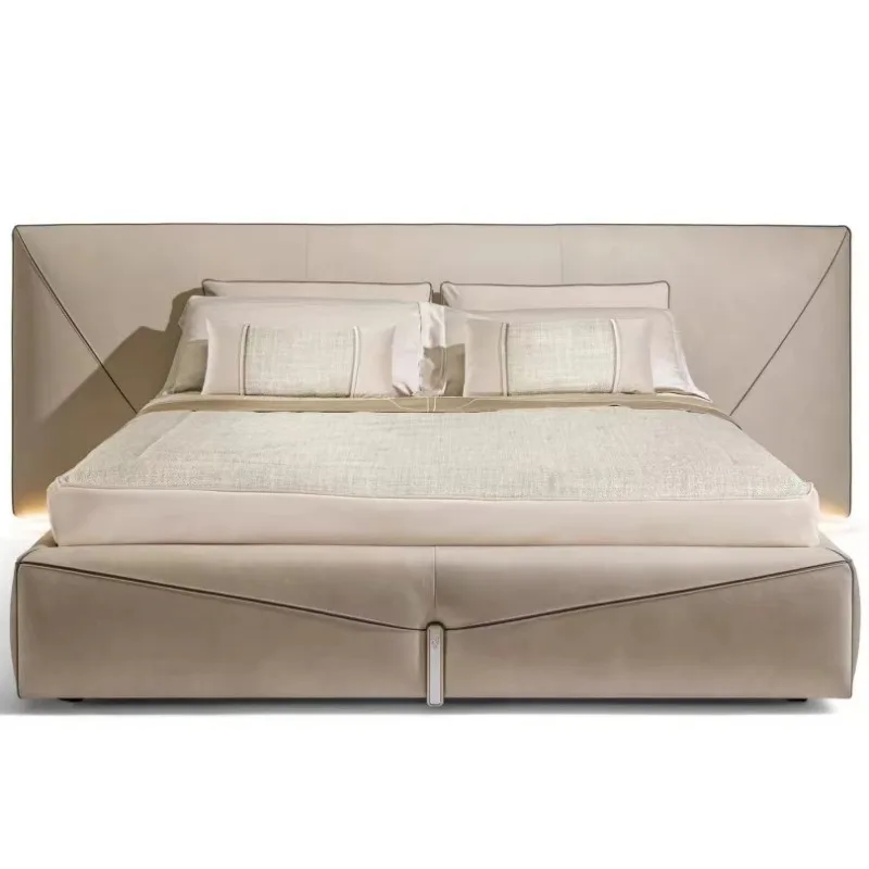 

Light luxury floor-to-ceiling screen bed, envelope bed, master bedroom, double wedding bed