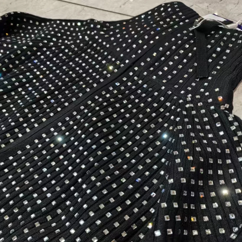 

Autumn Winter Clothes Woman Diamonds Slim Fit Sweater Double Zip-up Knitwear Cardigan Coat Y2K Streetwear Sweaters Tops