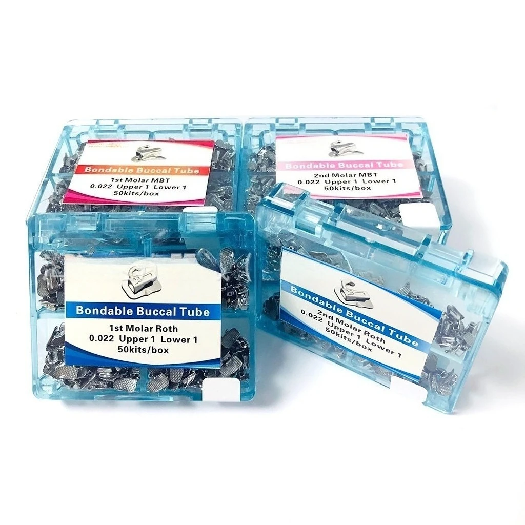 Dental Orthodontic Buccal Tubes (Roth/MBT, Mesh Base, Straight-Wire, Two-Piece) – Set of 50 (200 Pieces)
