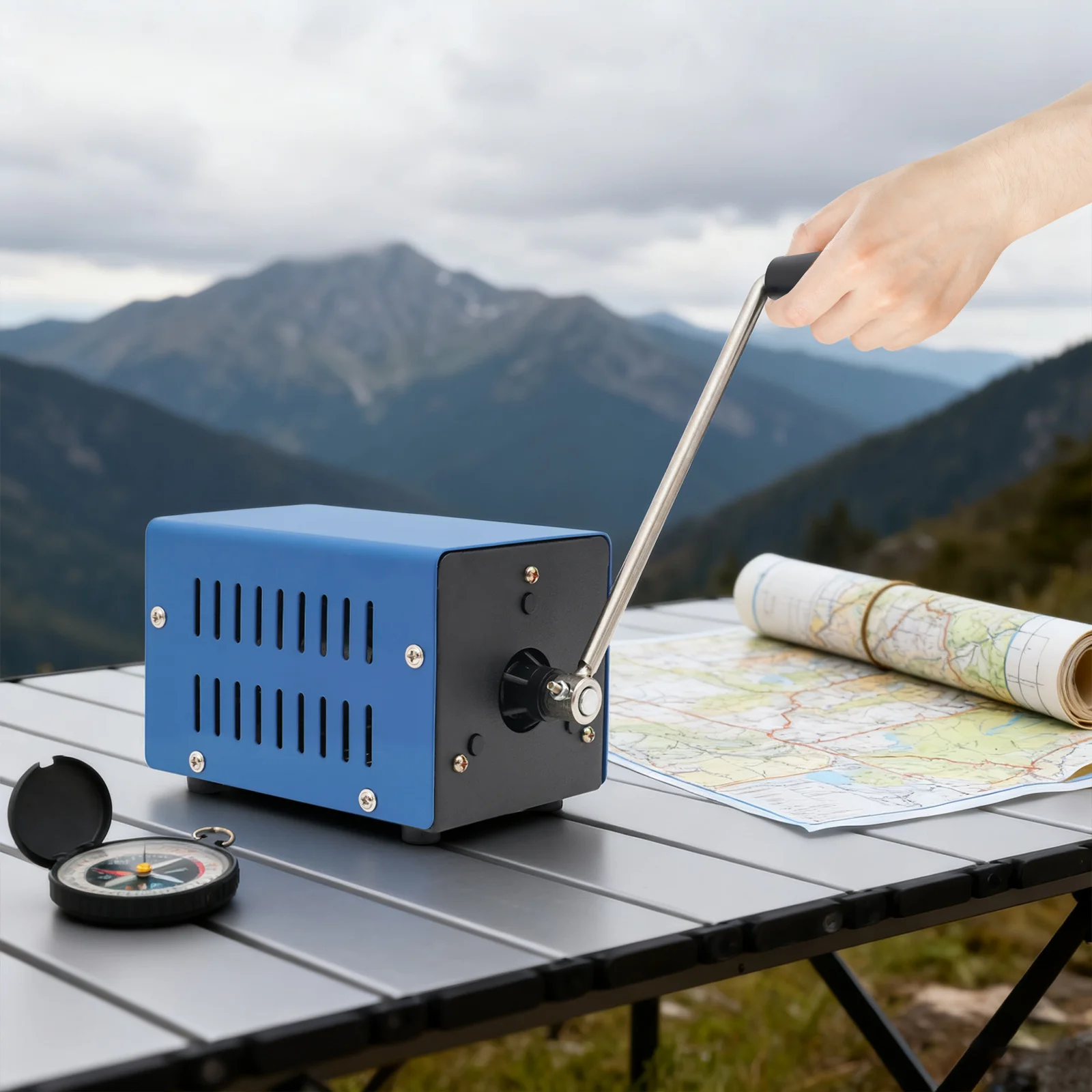 20W Hand Crank Generator Portable Emergency Power Supply USB Charging Multi-Voltage Ports (3V-28V) for Outdoor Survival Camping