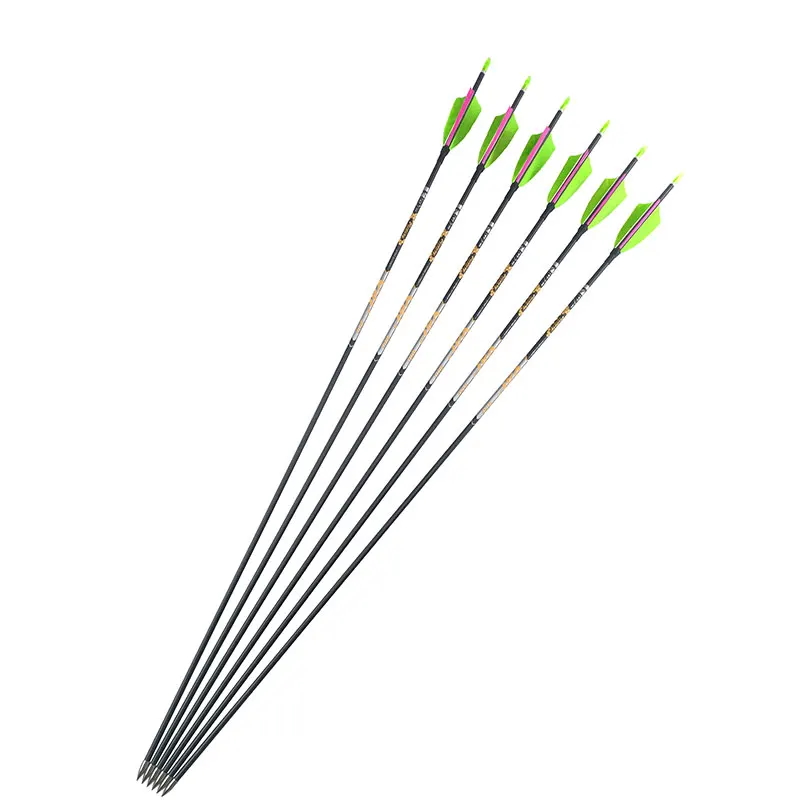 

6/12PCS Spine 350-900 Archery Pure Carbon Arrows ID4.2mm 3inch Turkey Feather for Compound Bow Hunting Shooting