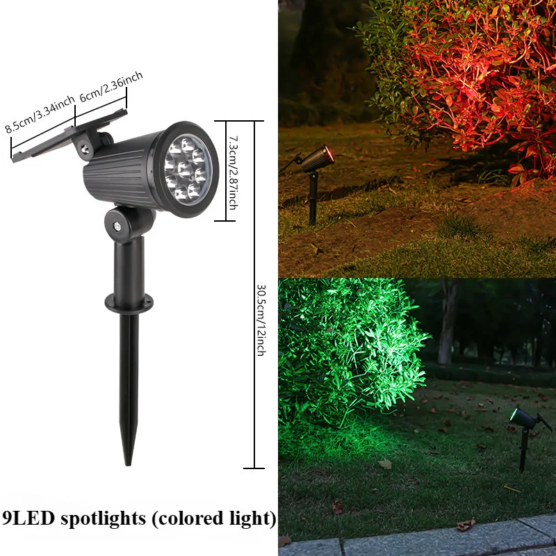 Heinast 9-LED-Solarstrahler, IP65 wasserdicht für den Außenbereich, Strahler, Helligkeit einstellbar für Garten, Hinterhof, Auffahrt, Terrasse, Gesetzdekoration 4