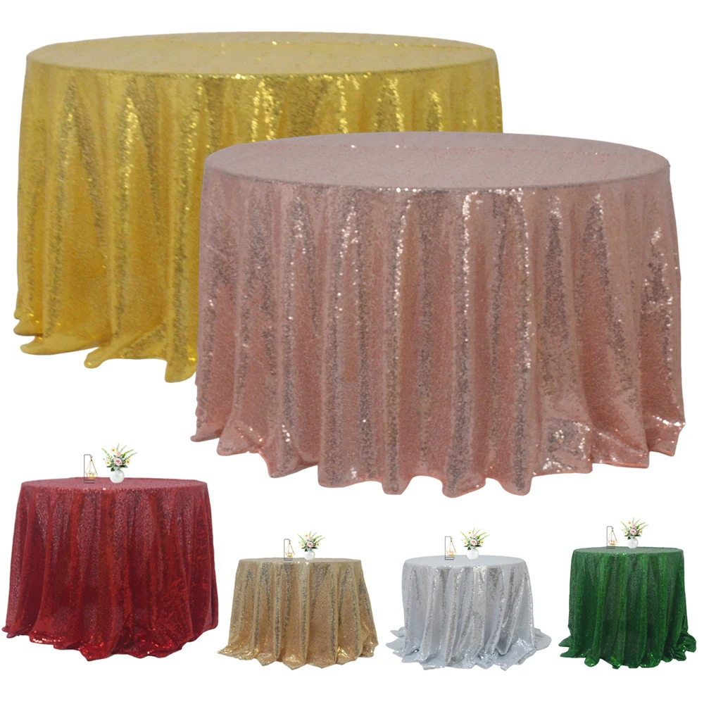 

Sequin 6Ft Round Table Cloth Sparkly Drape Table Cloth 72" Table Cover Overlays For Wedding Birthday Christmas Baby Showr Party