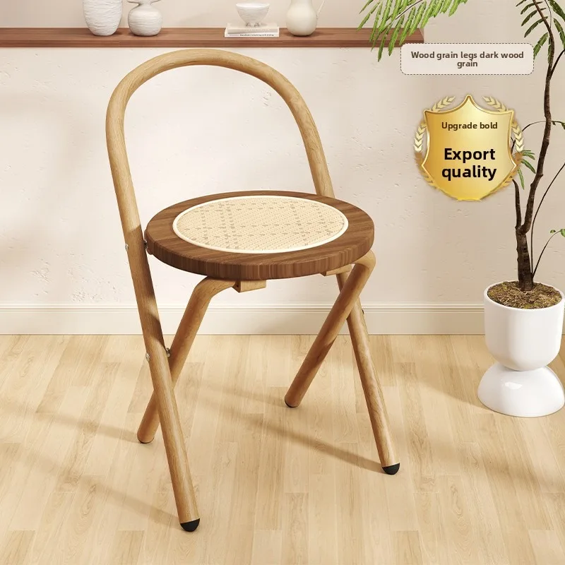 

Cafe bar chair small apartment rattan simple folding round stool