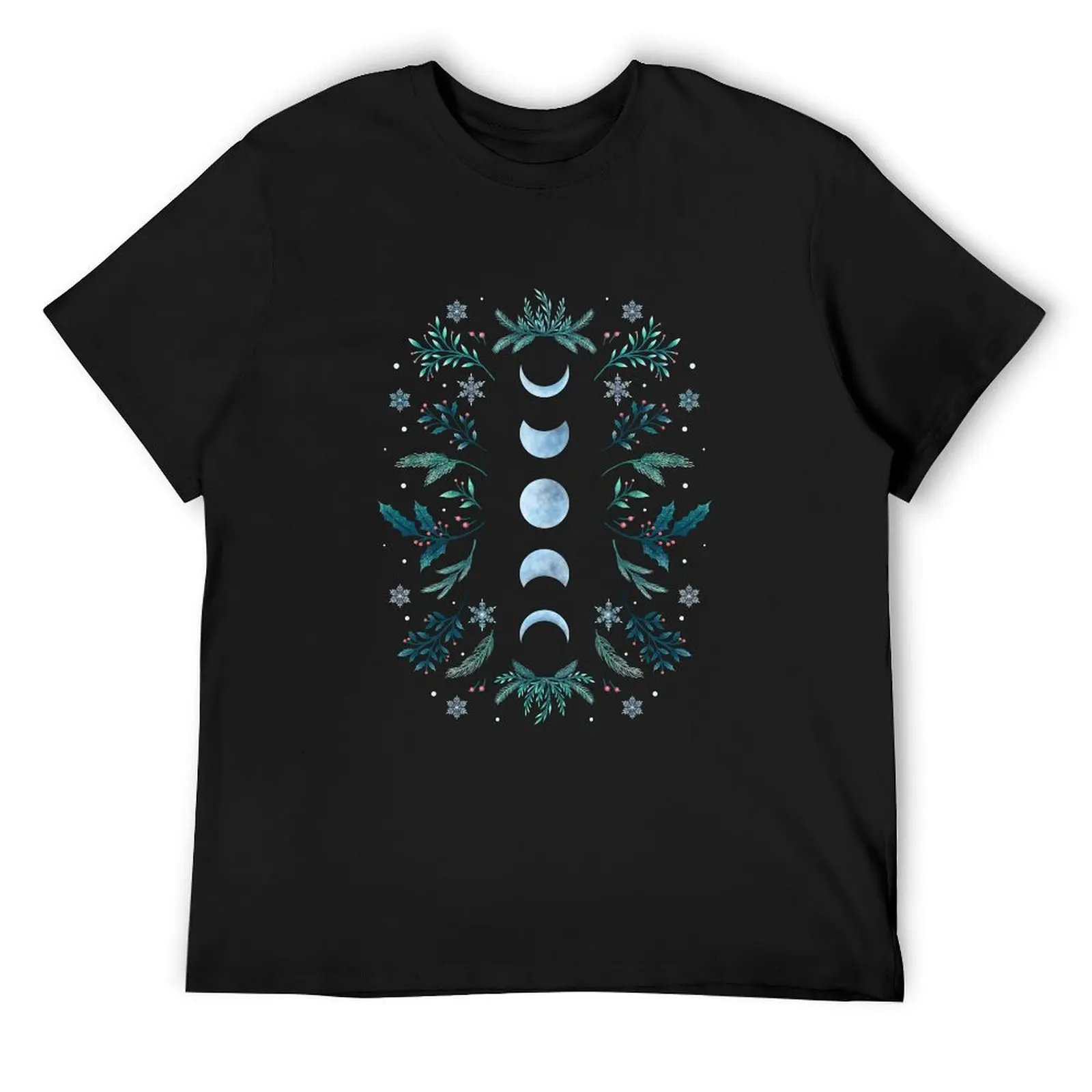 Moonlit Garden-Teal Snow T-Shirt boys animal print vintage plus size tops graphic shirts plain black t shirts men