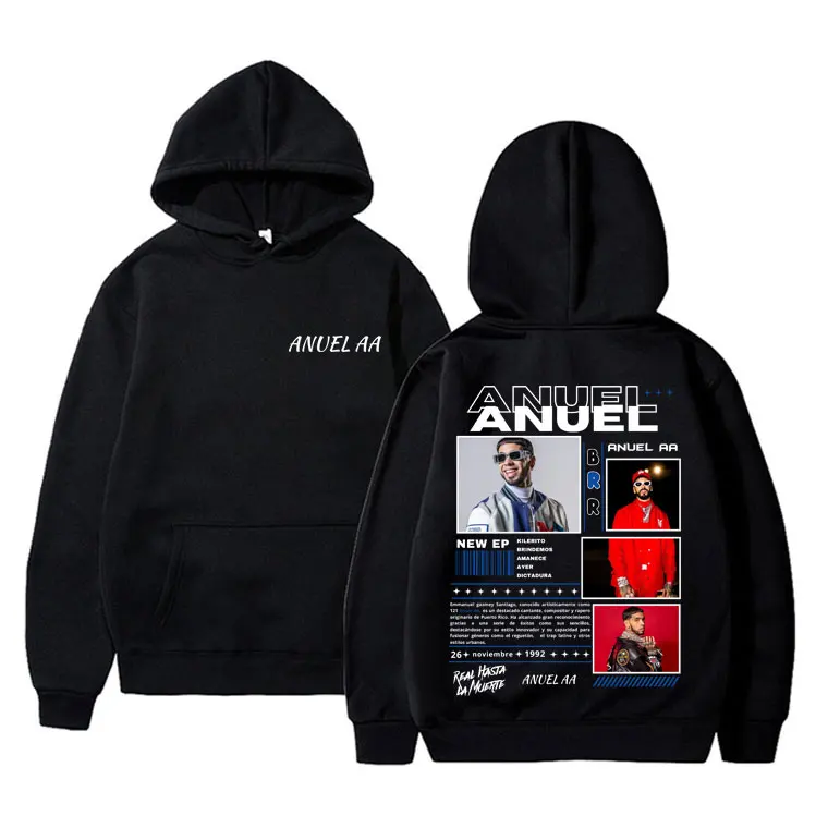 

Rapper Anuel AA Real Hasta La Muerte Graphic Hoodie Men Women Fashion Hip Hop Sweatshirt Men's Oversized Hoodies Male Streetwear