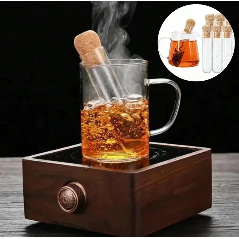 Creative Glass Tea Infuser Pipe Glass Design Tea Strainer For Mug Fancy Filter For Puer Tea Herb Tea Tools With Cork Stopper
