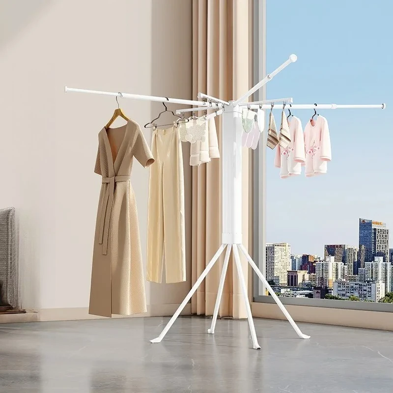 

Foldable Clothes Drying Rack with Clips Adjustable Height Floor Laundry Drying Stand Portable Airer for Balcony Indoor Outdoor