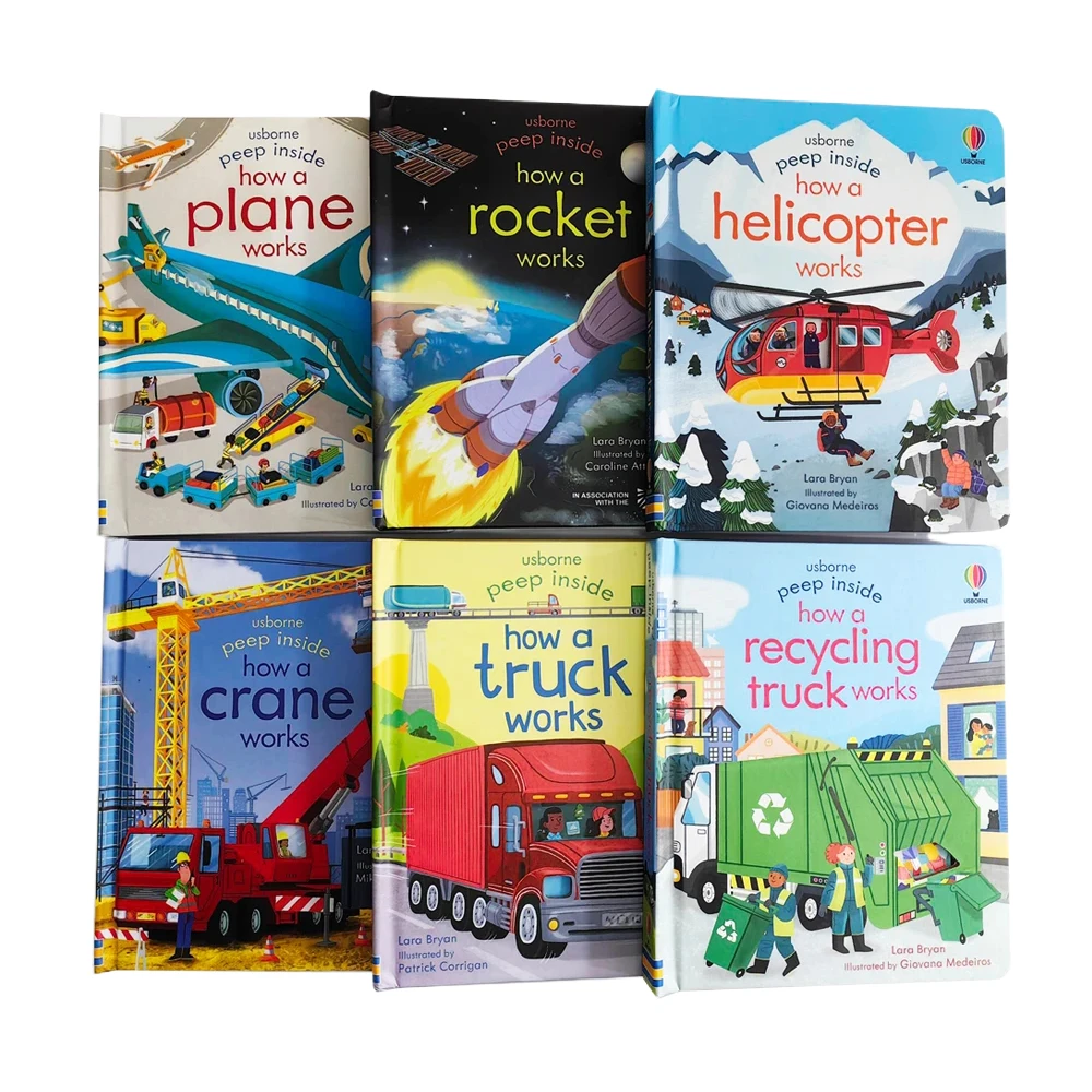 1 libro de la serie Usborne Peep Inside How Works, libro ilustrado de aprendizaje de conocimientos científicos en inglés, libro de lectura diaria para antes de dormir
