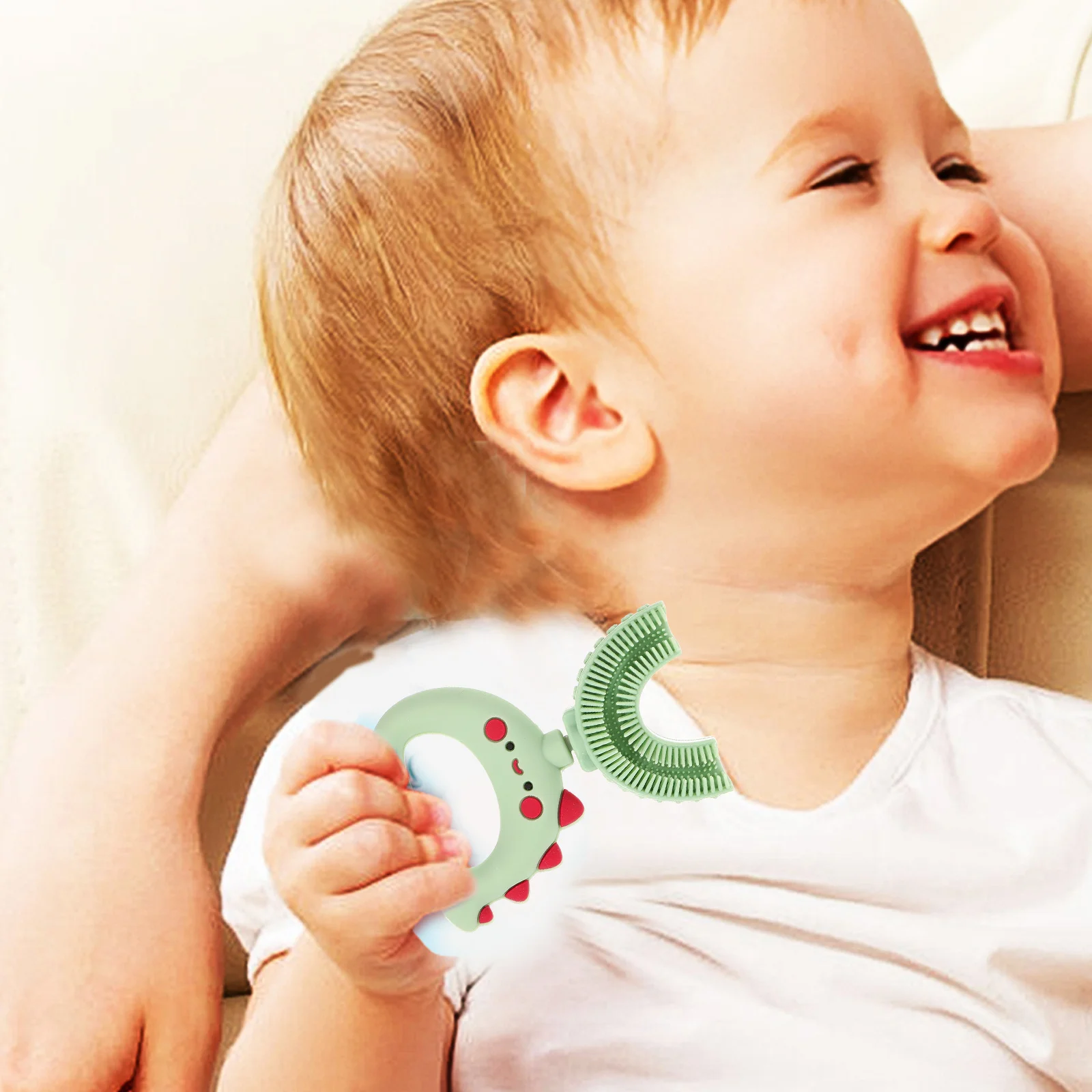 

2Pcs Silicone Kids Toothbrush Cute U Shape Portable Children Toothbrushes Cartoon Dinosaur Bite-Resisting Teeth