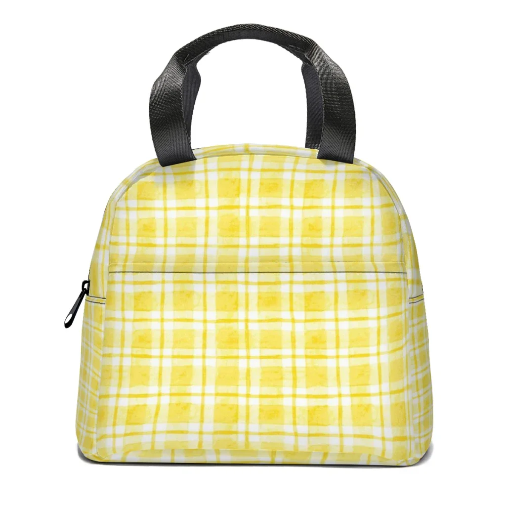 yellow Lunch Bag for School Waterproof Picnic Thermal Cooler Insulated Lunch Box Women Kids Tote Bags