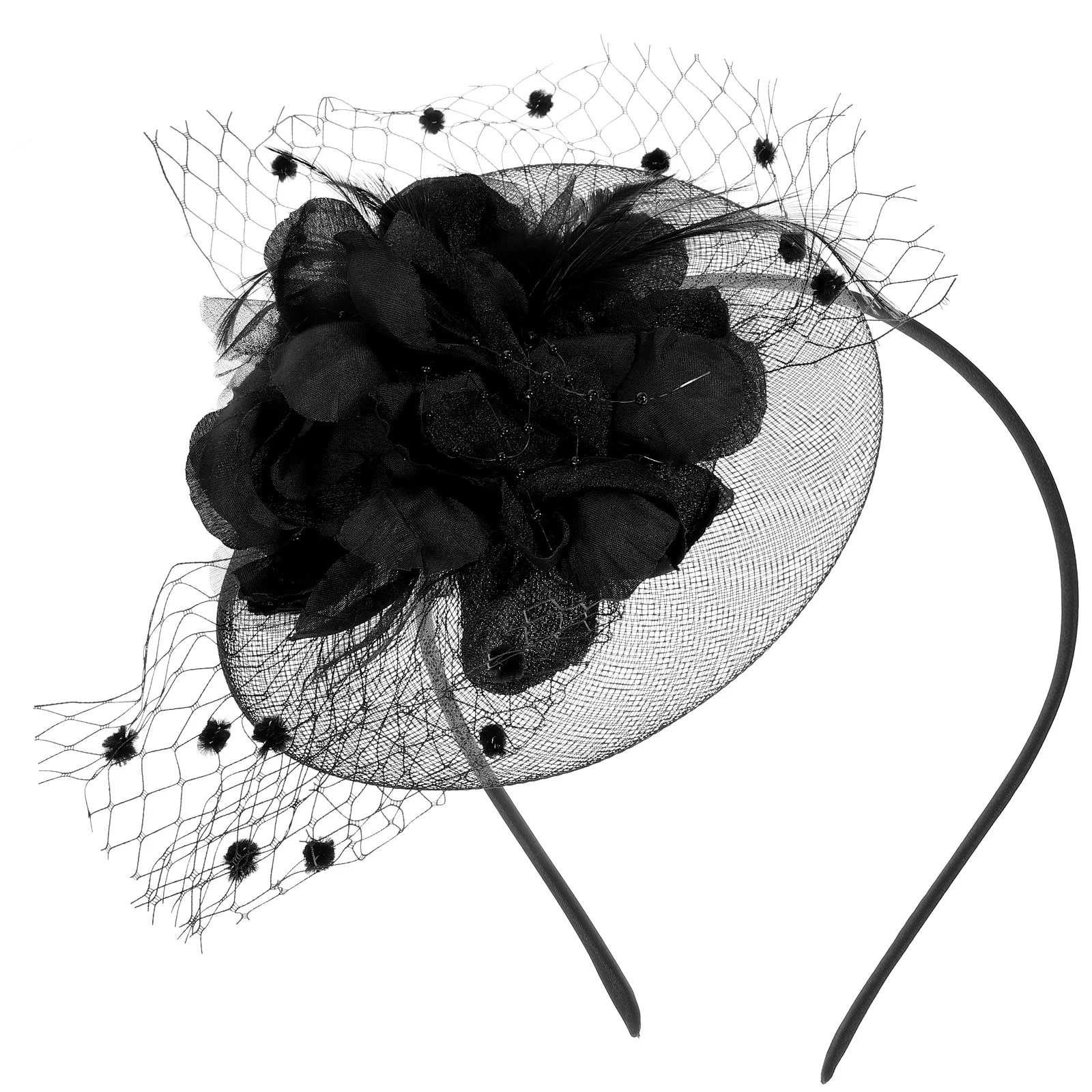 

Mesh Flower Headdress Red Bridal Hair Accessories Elegant Vintage Wedding Banquet Photo Props Tea Party Fascinator Headpiece