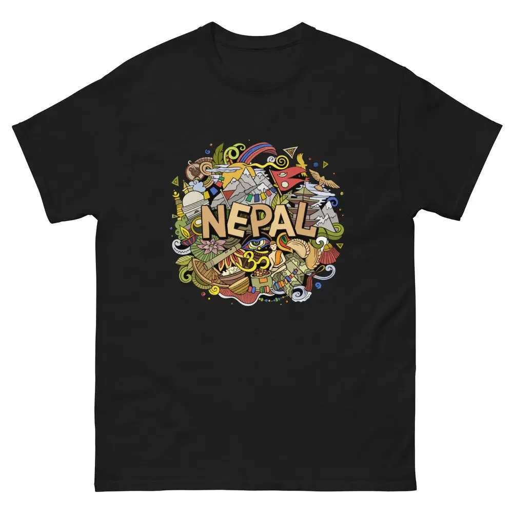 Nepal Cartoon Doodles Illustration Funny Nepalese Design T-Shirt Anime Graphic T-shirts For Men Clothing Women Short Sleeve Tees