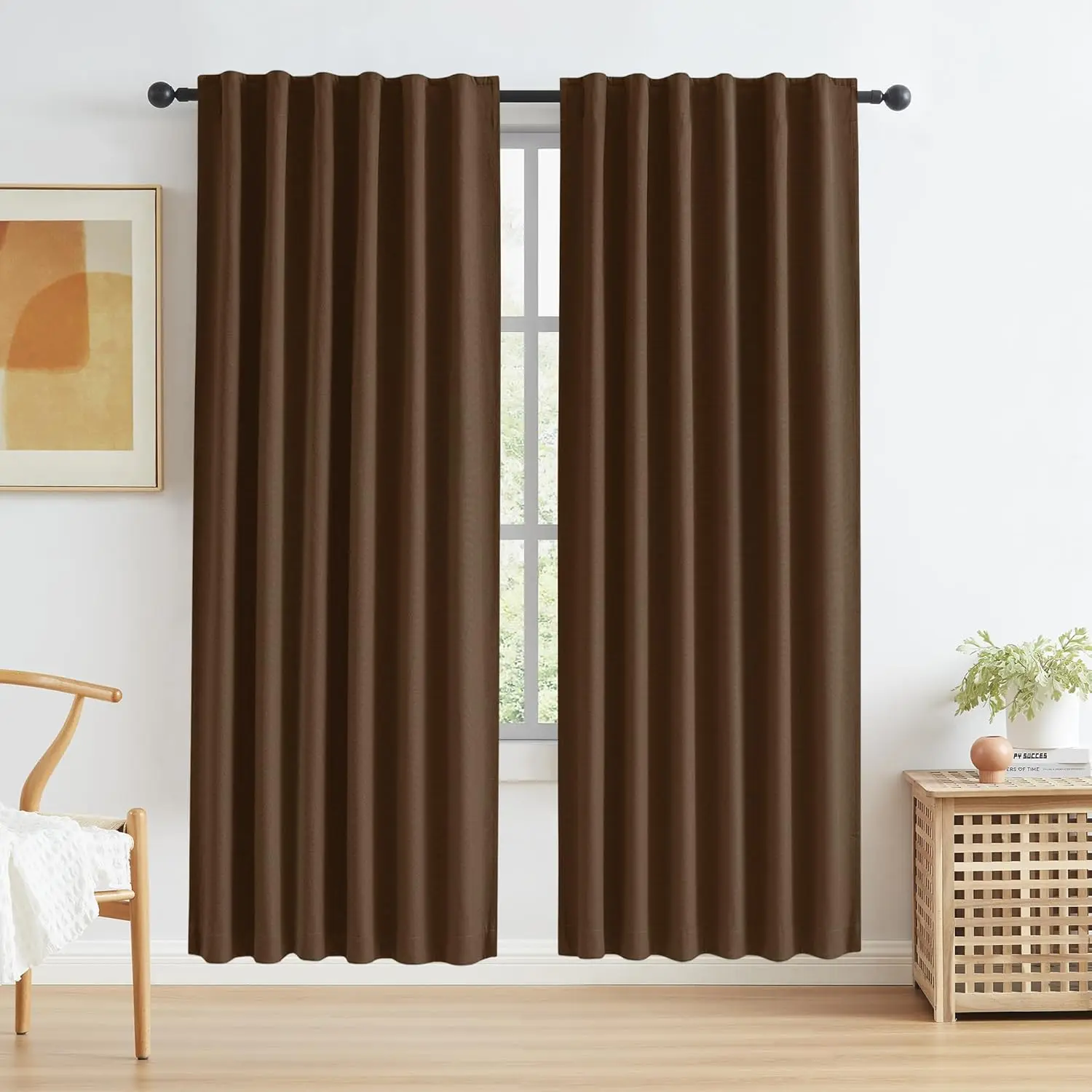 

Linen Blackout Door Curtains for Doorway 80 Inches Long, 100% Black Out Thermal Insulated Canvas Look Curtain Drapes Cho