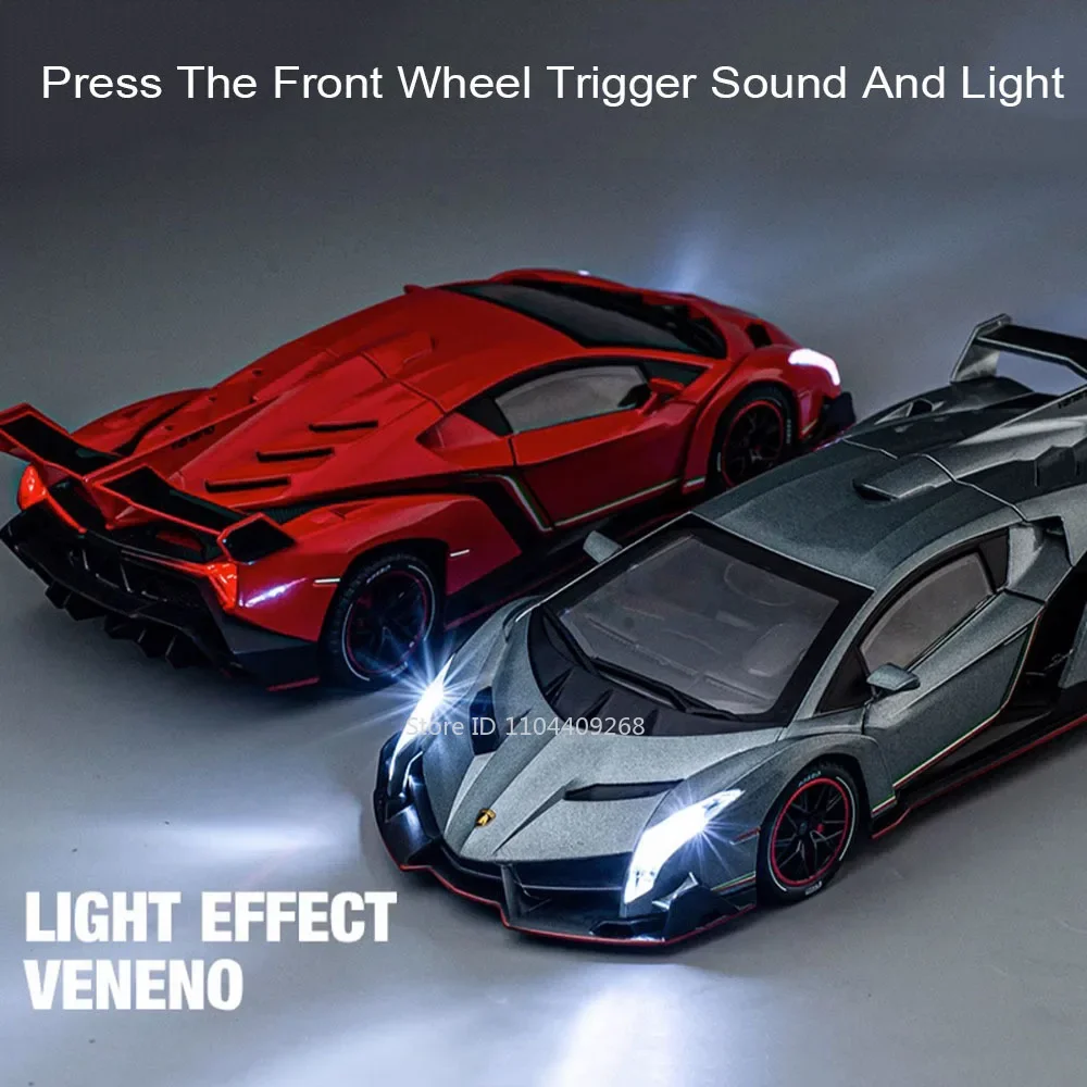 รถโมเดลของเล่นโลหะหล่อขึ้นรูป 1:24 GTR IE EVO 720S Huayra Veneno Sian LP770 พร้อมเสียงเพลง ไฟ ประตูเปิดได้ จำลองเสมือนจริง สำหรับเด็กผู้ชาย