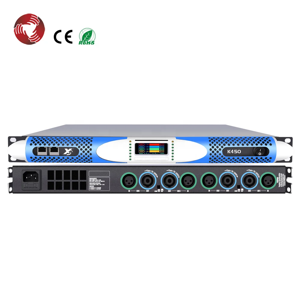 Power Amplifier 450W 1U Audio Music 4 Channel Class D Professional Power Amplifiers