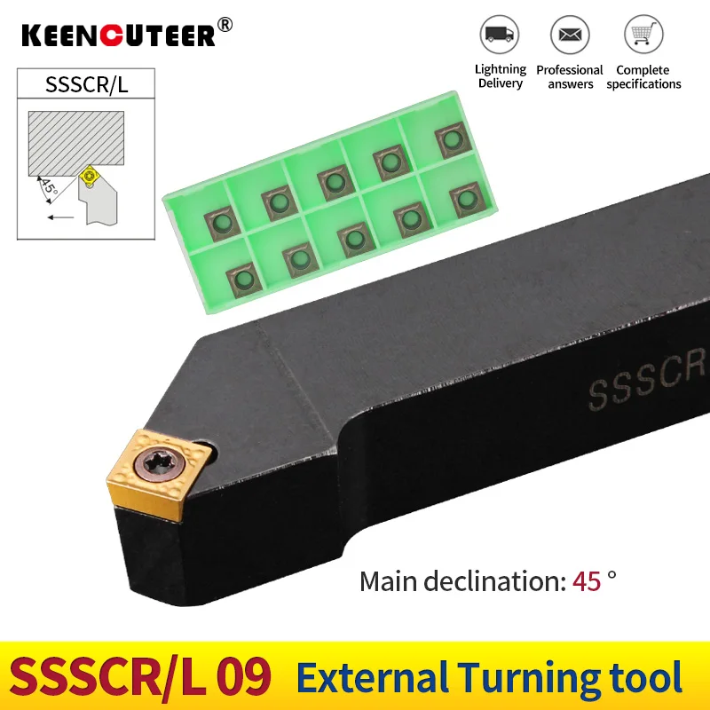 1pc SSSCR1616H09 SSSCR2020K09 SSSCL2525M09 External Turning Tool Holder SCMT Carbide Inserts Lathe CNC Cutting Tools Set