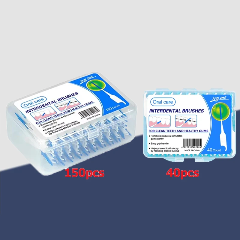 

150/40pcs Reusable Silicone Interdental Brushes Soft Dental Floss Picks for Teeth Gaps Cleaning Gentle on Gums & Braces