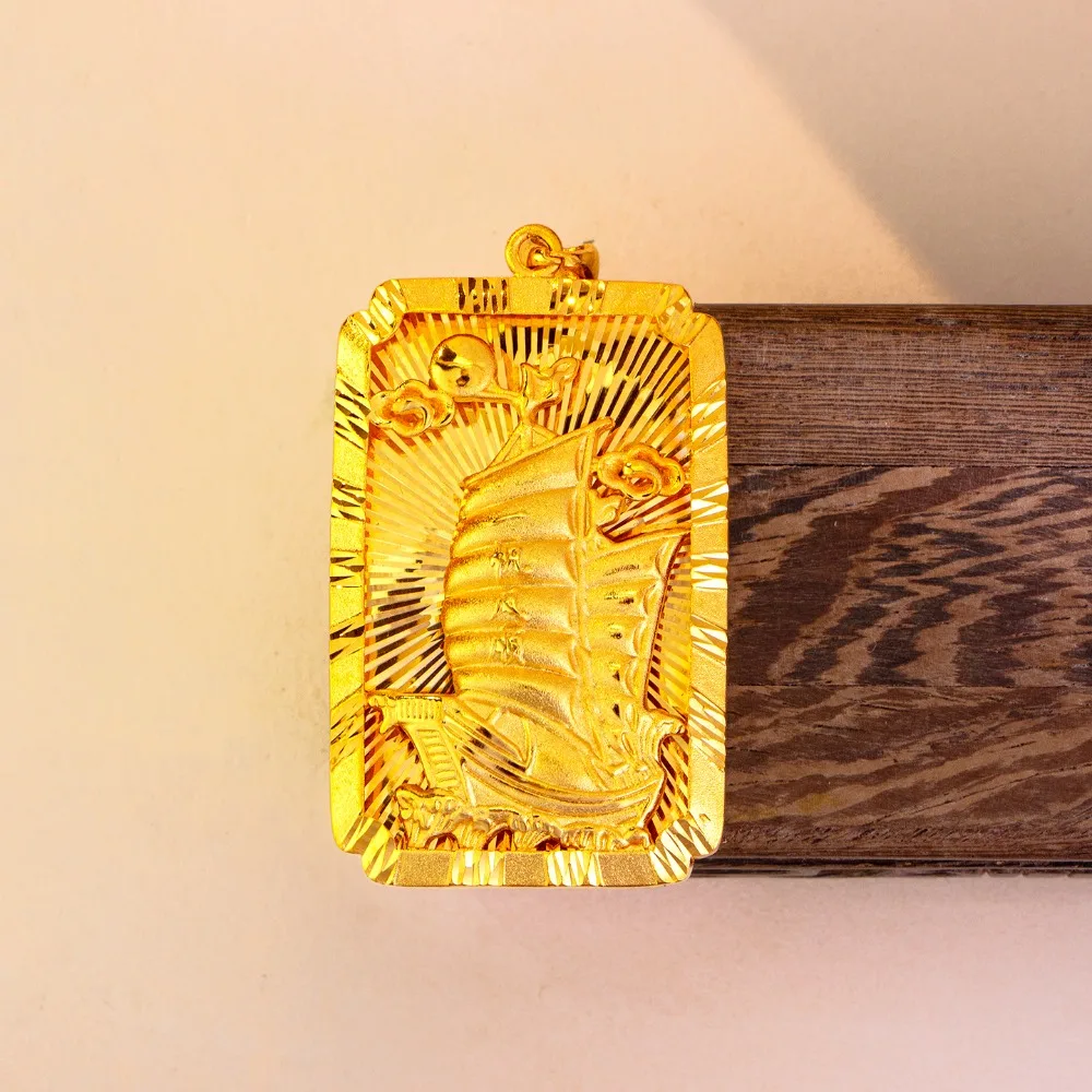 Smooth sailing pendant men's fashion atmosphere Momofuk sailing tag necklace 9999gold
