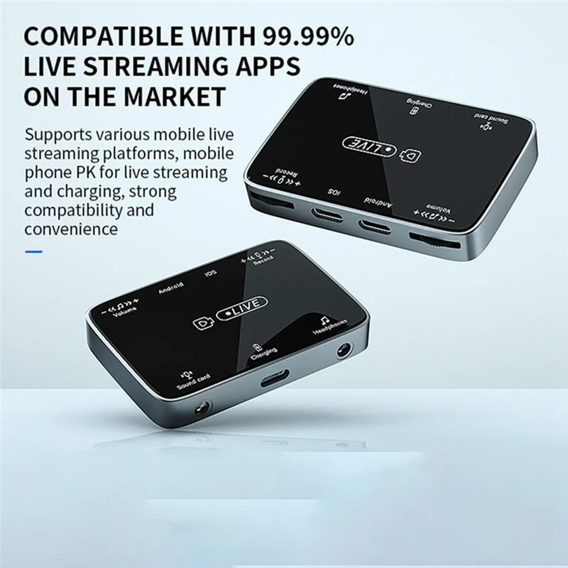 

Excellent-2 In 1 Live Broadcast Sound Card Adapter Suitable For Lighting/Typec Universal Stereo Karaoke And Microphone Artifact