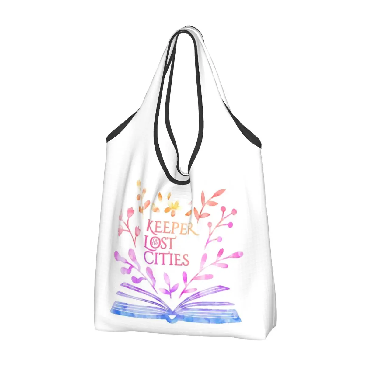 Keeper Of The Lost Cities Watercolor Bookish Portable Tote Shopping Bags Foldable Shopper Bag Groceries Handbag Shoulder Bag