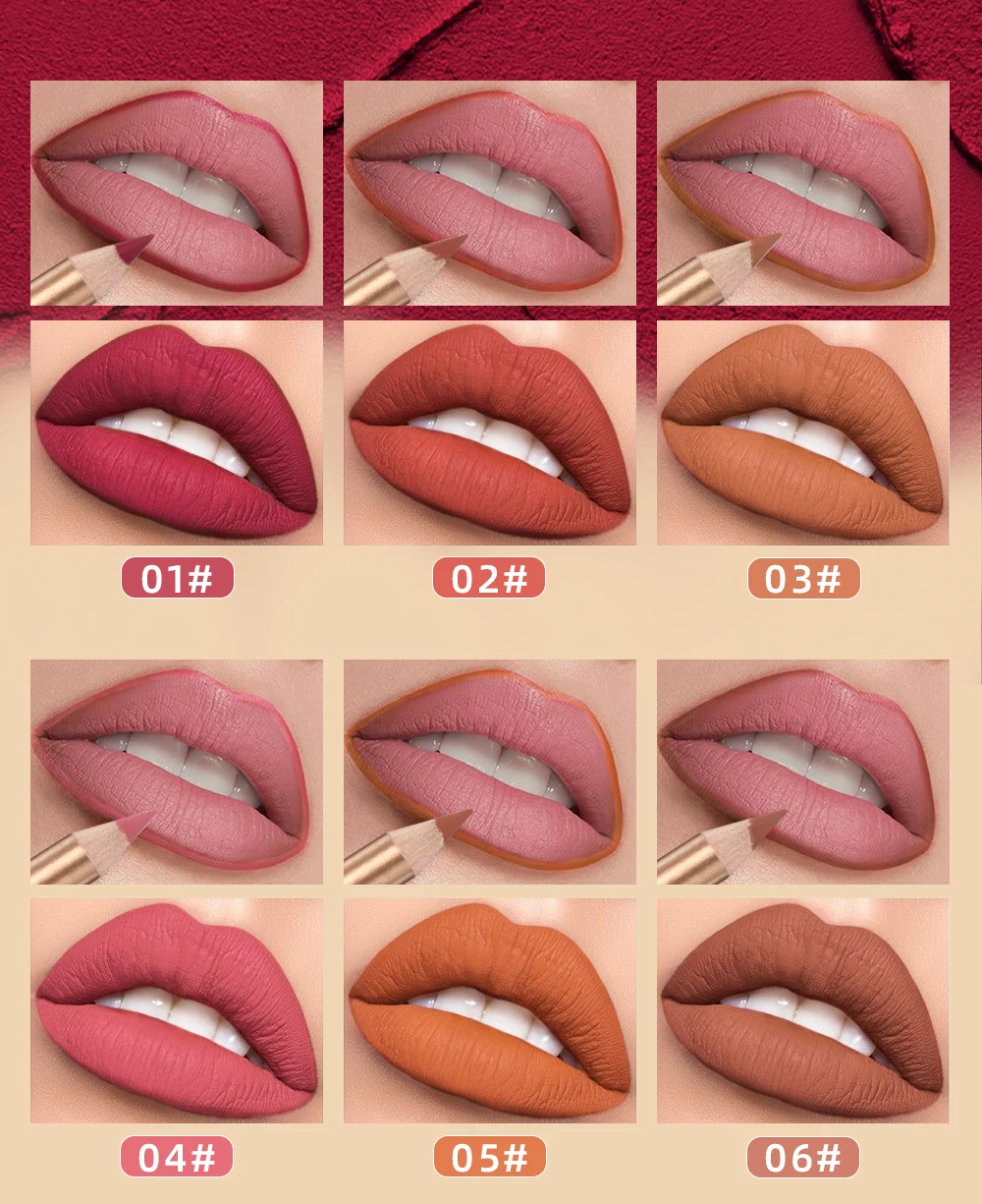 QIBEST 12 Farben Lippenstifte Matte Lipliner Bleistift Wasserdicht Lippenstift Lip Liner Stift Glatte Nude Lippenstift Stifte Für Lippen Make-Up – Detail 8