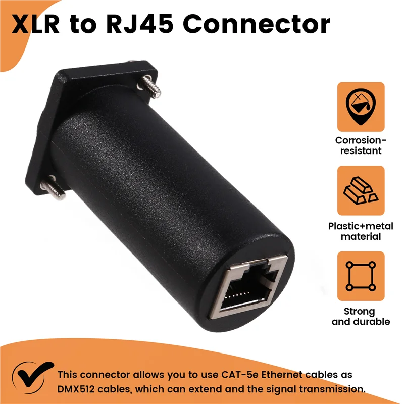 

-A99Z Professional D Series XLR 3-Pin Male To RJ45 Female Chassis Adapter For DMX512 DMX-CON