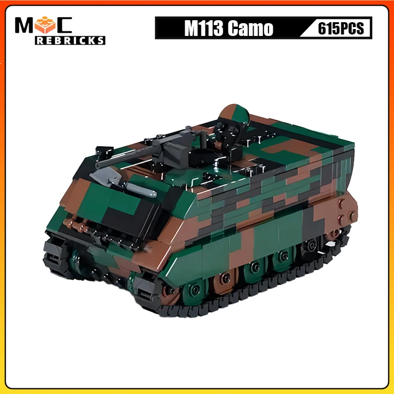 Military Army M113 Tank Fully Tracked Personnel Transport Panzer Building Block Assembly Weapon Model Kids DIY Bricks Toys Gifts