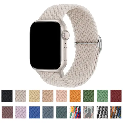 Apple Watch Ultra 2/1 밴드와 호환되는 땋은 신축성 조절 가능 스트랩 38mm 40mm 41mm 42mm 44mm 45mm 49mm 여성용 남성용