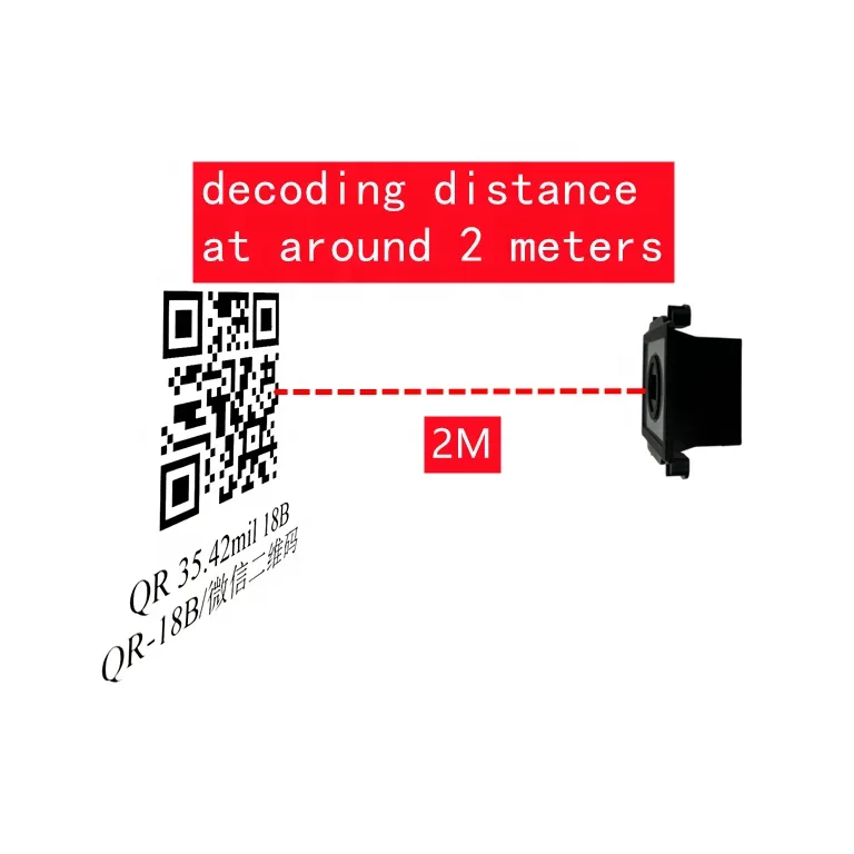 2meters Long Distance Automatic USB RS232 RS485 2D QR Data Matrix Barcode Scanner For Car Wash Device