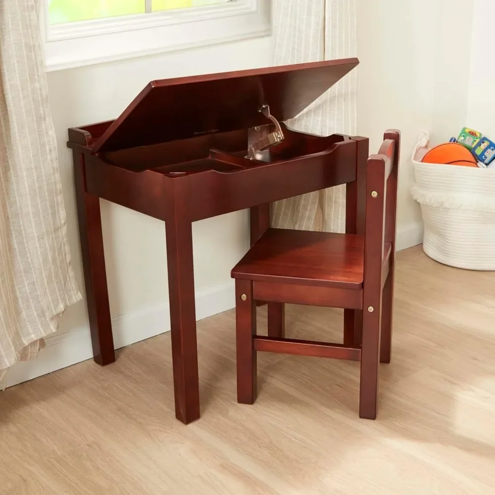 

Wooden Lift-Top Desk & Chair - Espresso - Children's Furniture, Toddler Desk And Chair Set, Activity Desk For Toddlers And Kids