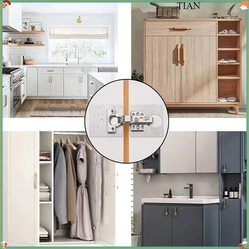 [T] Stainless Steel Cabinet Hinge Repair Plates Corrosion Resistance Easy Installation For Kitchen Cupboard Wardrobe Door Repair
