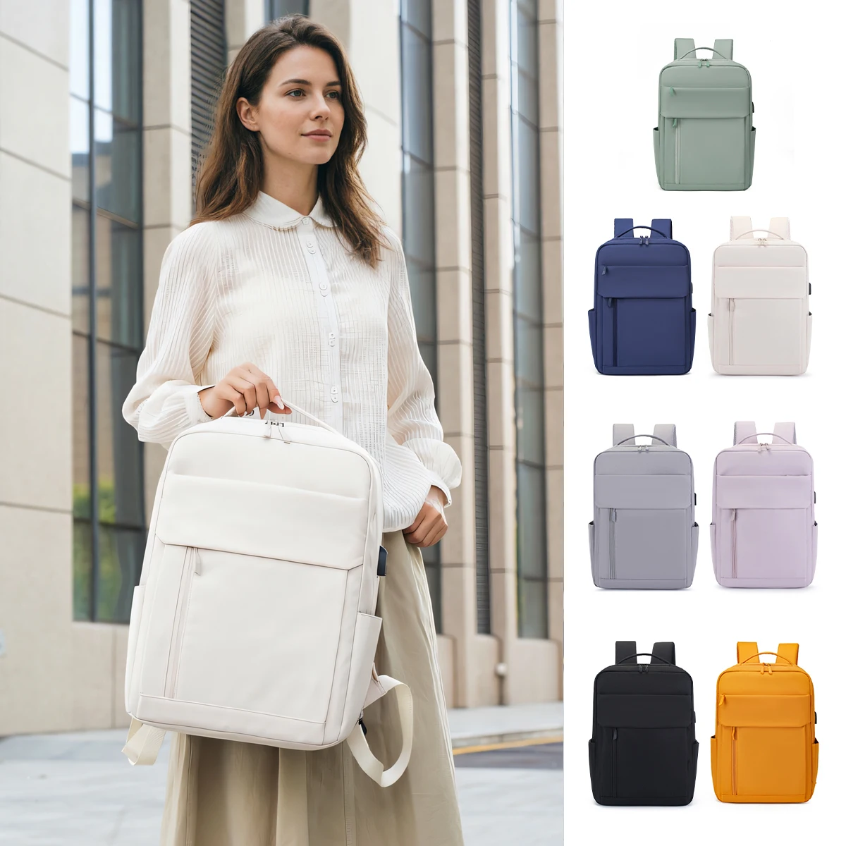 Women's Business Backpack, Large Capacity High School Student Backpack, Junior High School Computer Backpack, Commuting and Business Trip Multifunctional Backpack