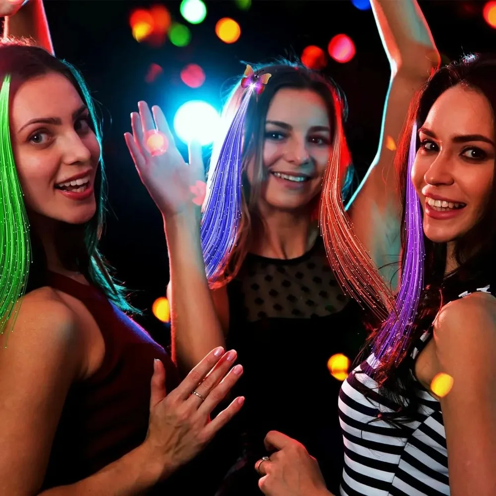 

12/24/48pcs Pcs Glowing Hair Braid Led Glowing Braid Neon Party Glow In The Dark Christmas Lights Party Halloween Decoration