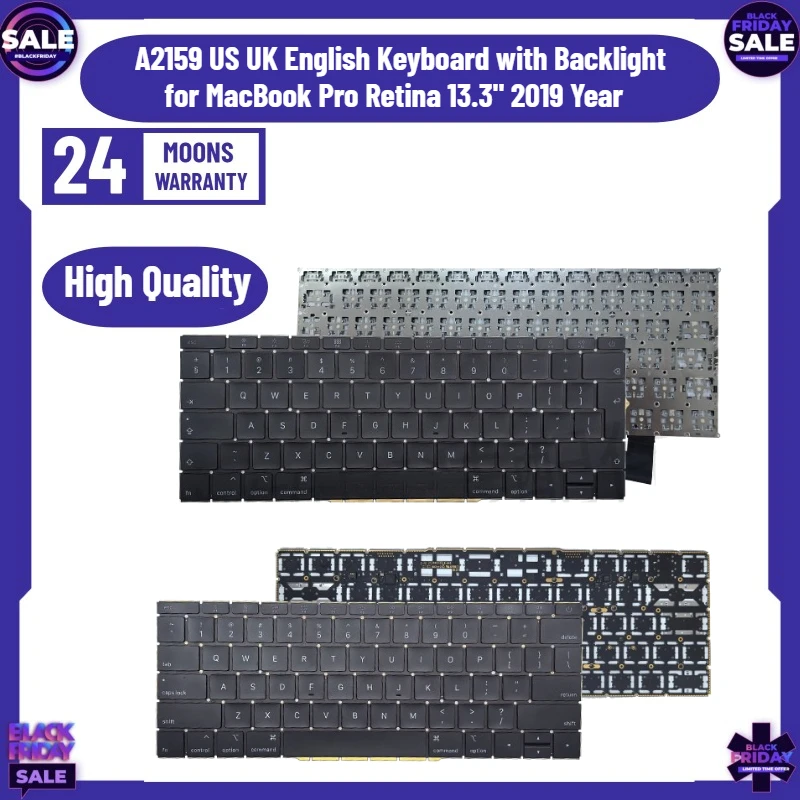 

New A2159 US UK EU English Keyboard with Backlight for MacBook Pro Retina 13.3" 2019 Year