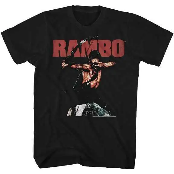 Rambo First Blood John Shooting Bow & Arrow Men's T Shirt 80's Movie Merch