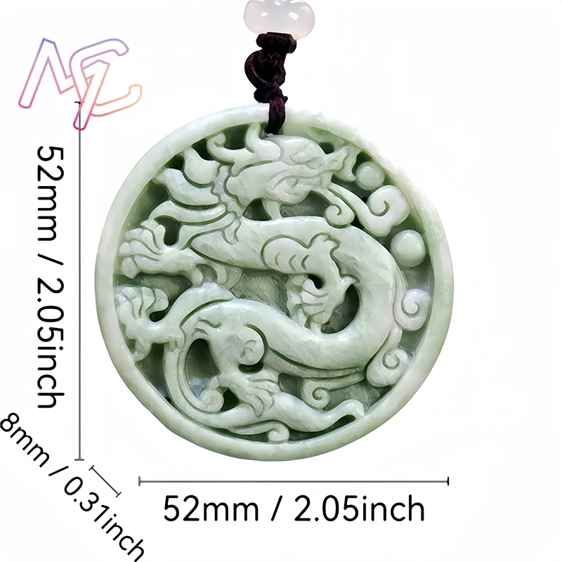 Light Green Natural Jade Dragon Phoenix Pendant Necklace Real Jewellery Carved Gemstone Fashion Charm Amulet Gifts for Women Men