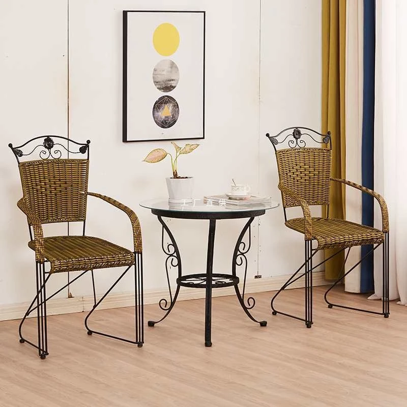 Rattan chair light luxury chair ins bedroom simple single rattan wrought iron balcony leisure chair