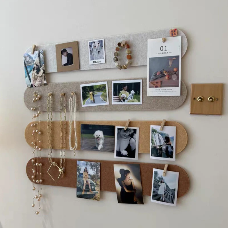 3/4Pcs Felt Message Board Long Cork Strips Self-adhesive Bulletin Board Message Notes Photo Schedules Display Board Office Decor