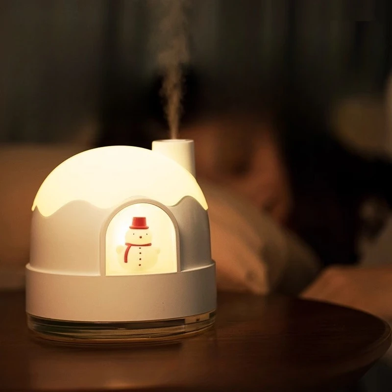 Snow House Table Lamps E27 LED Creative Bedroom Living Room Study Office Restaurant Portable with Humidifier Reading Desk Lights
