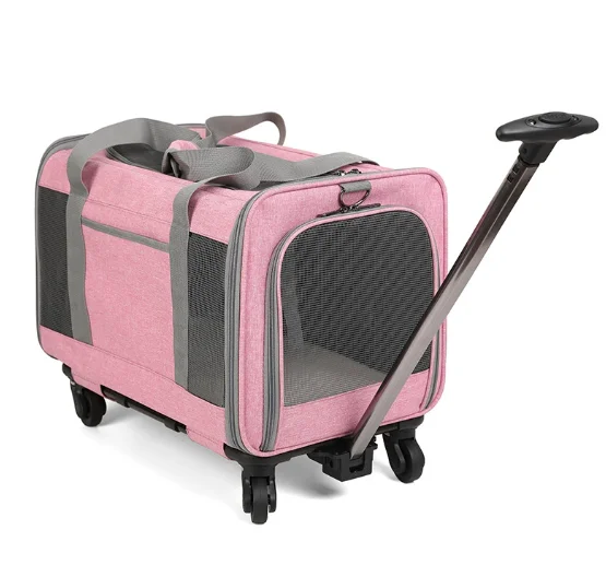 Large Capacity Foldable Cat and Dog Travel Bag New Breathable One Shoulder Crossbody Design Portable Pull Rod Case for Outings